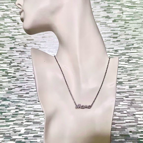 Mama Necklace Silver Plated Rhinestone Pendant & Cable Chain Layering Jewelry - Picture 4 of 6